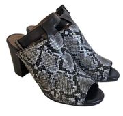 NWOT Vionic Kaia Snakeskin Mules Heels Black White Sz 8.5 Arch Support