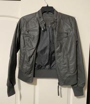 Leather bomber jacket