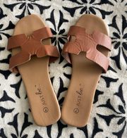 brand, tan flats