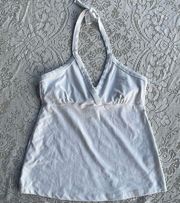 White Solid Dream Halter Bra Top polyester tank Shirt Size large