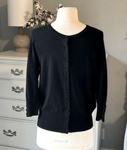 Audrey & Grace Black Cardigan Lightweight Dressy Sweater Petite Medium Solid