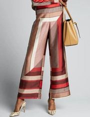 Lafayette 148 Riverside Prism Printed Twill Casual Ankle Wide Leg Cropped Pants