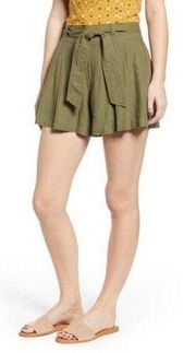 High Waist Linen Blend Shorts