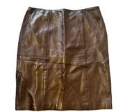 St. John Collection chocolate brown leather pencil skirt size 12