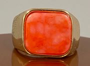 Gold Ring with orange pinkish stone 