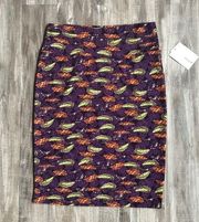 Lularoe Cassie Pencil Skirt Feather Print Size L