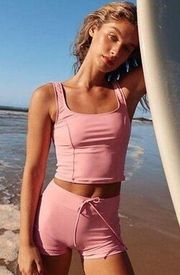 NEW Free People x Seea Maisie UPF Square Neck Princess Seam Rose Surf Tank XS