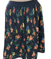 MERONA WOMEN'S FLORAL PRINT PLEATED SKIRT NAVY