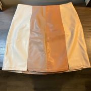 Peach Love California Block Color Faux Leather Skirt