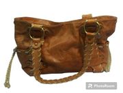 Kooba Sienna Camel Leather Harness Ring Whipped Stitched Bag Distressed Y2K