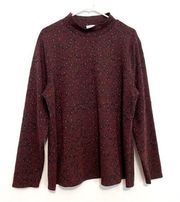 OPHELIA ROE Plus Size Burgundy Maroon / Plum Black Cheetah Leopard Mock Neck Top