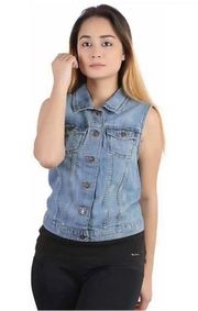 Cato Jean Jacket Vest Denim Blue Buttons sleeveless pockets size 22/24W top
