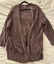 Charlotte Russe fuzzy knit mauve cardigan. Size Medium