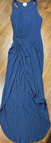 Los Angeles Size S Blue Sleeveless Rouged Sides Maxi Dress