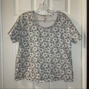 White Stag White/Black Print Scoop Neck Short Sleeve Tee XXL