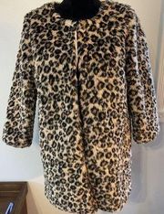 Windsor Wool Blend Leopard Print Jacket 3/4 Sleeves Juniors Medium Mob Wife NEW