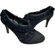 ADRIENNE VITTADINI Black Suede Ruffle Heels, Women's Size 9 Booties