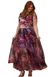 Torrid Multi Floral Sheer Organza Pull-On Colorful Long Skirt