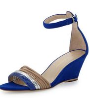 Loeffler Randall Addie Strappy Demi-Wedge Sandal Cobalt Blue Size US 10