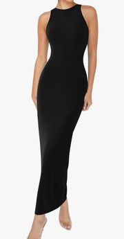 Women’s Small  Black Ribbed Racerback Maxi Dress