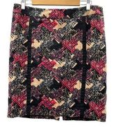 Trina Turk Mid Rise Knee Length Patterned Tweed Straight Pencil Skirt Size 12