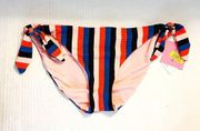 Kate Spade Bikini Bottoms Multicolored Stripes Side Tie Bow REVERSIBLE Sz L NWT