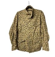 Frame Women's Medium Cheetah Print Service Cargo Jacket Zip Up Utility Animal