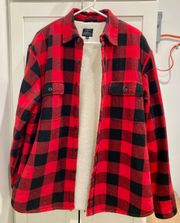 Sherpa Lined Flannel Shirt Jacket - Large