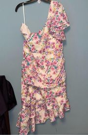 SHEIN Floral Print One Shoulder Ruffle Hem Dress Size 2X