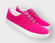 Isaac Mizrahi Pink Sneakers Casual sz 5.5 Low-Top Lace-Up Womens Shoes Checkered
