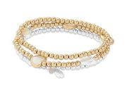 Lucky Brand 3Pc Set Mother-of-Pearl Heart Bracelets in Two-Tone MSRP $45 NWT