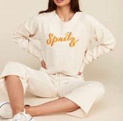 NWT MATE the Label Donny Spritz Cream Long Sleeve Cropped Sweatshirt - XS