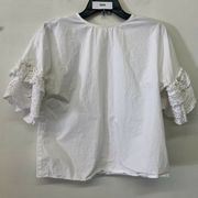 The Impeccable Pig White Cotton Layered Crochet Sleeves Blouse