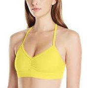 Alo Yoga Sunny Strappy Sports Bra Quick Dry Light Support Workout Yellow XS