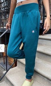 Champion Reverse Weave Teal Jogger Sweatpants Size Small with Pockets