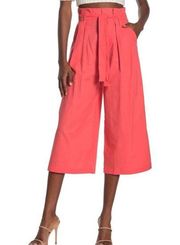 LPA WMN'S Wide Crop Leg Paperbag Pants Pink SZ M