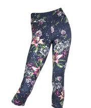 FLORAL CHEETAH 7/8 LEGGING. Black Floral Print High Rise Workout Capris