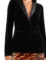 Cami NYC The Emmie Black Velvet Blazer Silk Blend Button Front Size Large L