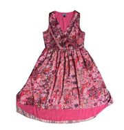 Cynthia Rowley Pink Lattice Garden Hi-Low Hem Pleated Sleeveless Dress Size 6