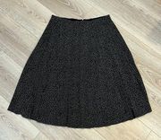 J. Crew Navy Blue and White Pleated Midi Polka Dot Skirt Size 8