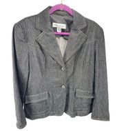 Rena Rowan Womens Blazer Jacket 2 Button Front Padded Shoulder Casual Gray 16