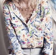 #157 Anthropologie Maeve Cartography London Street Map Button Down