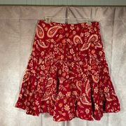 Sonoma Life + Style Red & Orange Floral Paisley 100 % Cotton Skirt | Size L