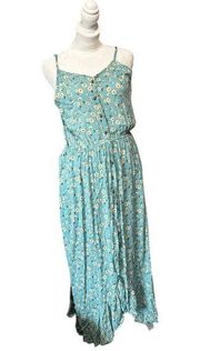 Rewind women's size large blue floral spaghetti strap summer dress, nwt