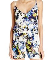 floral palm leaf print romper 