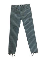 Kut From The Kloth Connie Hi-Rise Ankle Pants Skinny Striped Frayed Hem Women 6