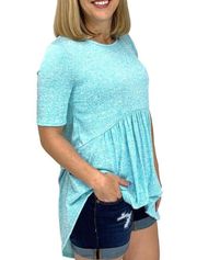 Turquoise Blue Short Sleeve Tunic Dress