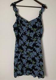 All In Favor Blue Floral Printed Ruffle Mini Dress Size XL