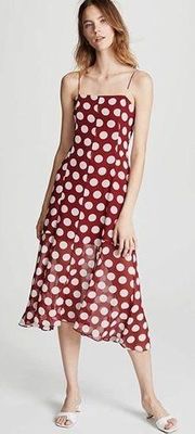 C/MEO COLLECTIVE Unending Spaghetti Strap Midi Dress Red Polka Dot Small