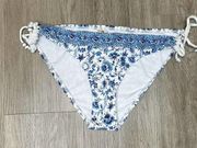 SHOSHANNA SWIMWEAR Women's Blue/White Chambray Paisley Floral Swim Bottoms sz XL